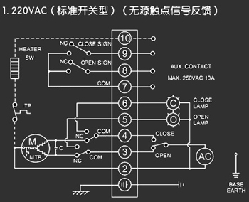 220VAC標(biāo)準(zhǔn)開關(guān)型<a href='http://m.msdxm.com/Product/diefa/diandongdiefa/' target='_blank'>電動(dòng)<a href='http://m.msdxm.com/Product/diefa/' target='_blank'>蝶閥</a></a>接線圖