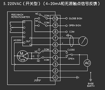 220VAC開關(guān)型<a href='http://m.msdxm.com/Product/diefa/diandongdiefa/' target='_blank'>電動(dòng)<a href='http://m.msdxm.com/Product/diefa/' target='_blank'>蝶閥</a></a>接線圖