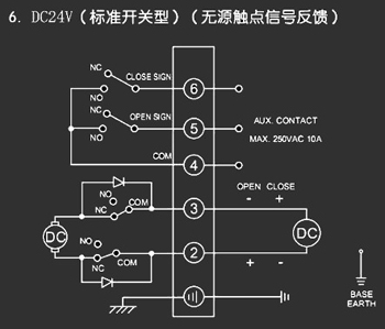 ＤＣ24Ｖ標(biāo)準(zhǔn)開關(guān)型<a href='http://m.msdxm.com/Product/diefa/diandongdiefa/' target='_blank'>電動(dòng)<a href='http://m.msdxm.com/Product/diefa/' target='_blank'>蝶閥</a></a>接線圖